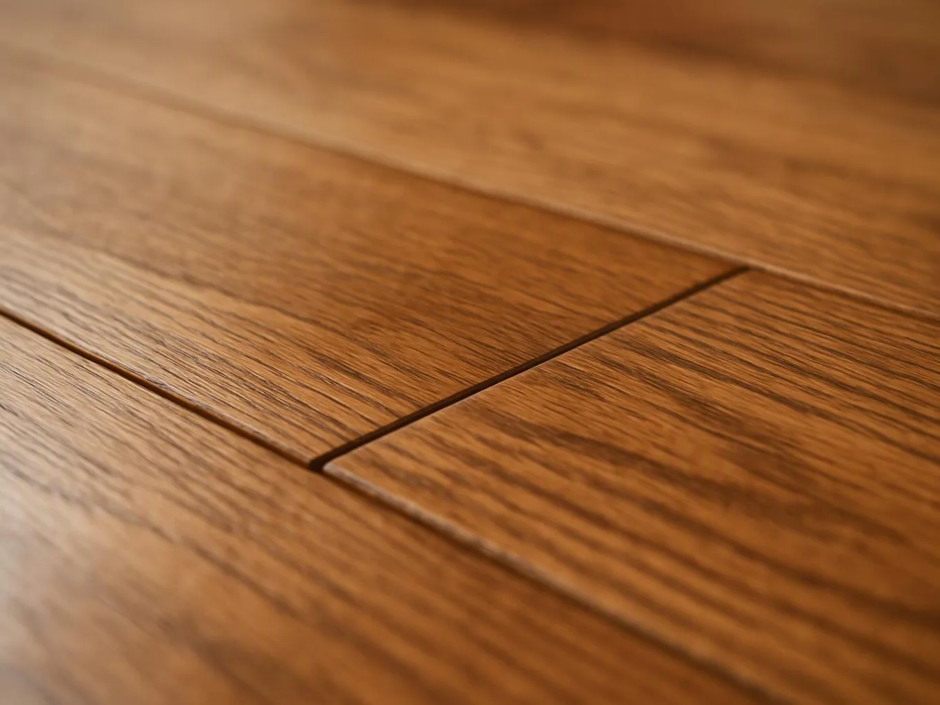 Close-up of warm wood floor planks with visible seams and grain texture